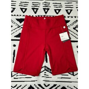 Senita Athletics Rio Shorts Red High Waisted Biker Shorts with Pockets M NWT